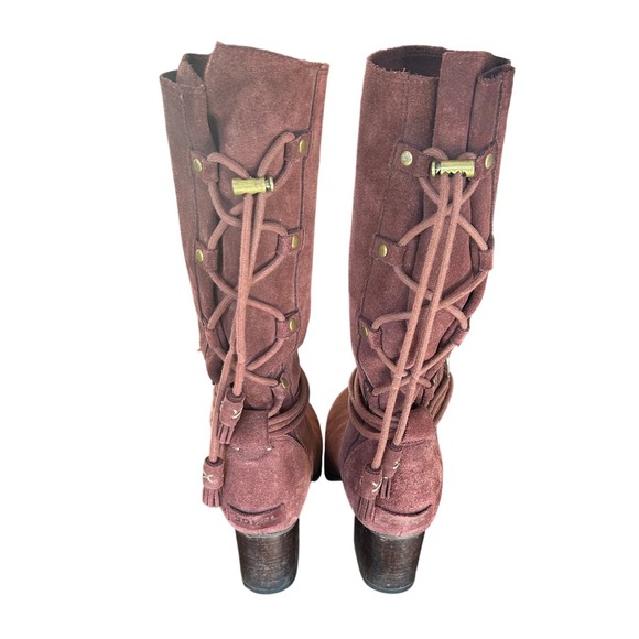 Sorel Farah Women's Mid Calf NL2681 Suede Leather Lace Up Heel Boots Size 8.5 - Picture 1 of 10